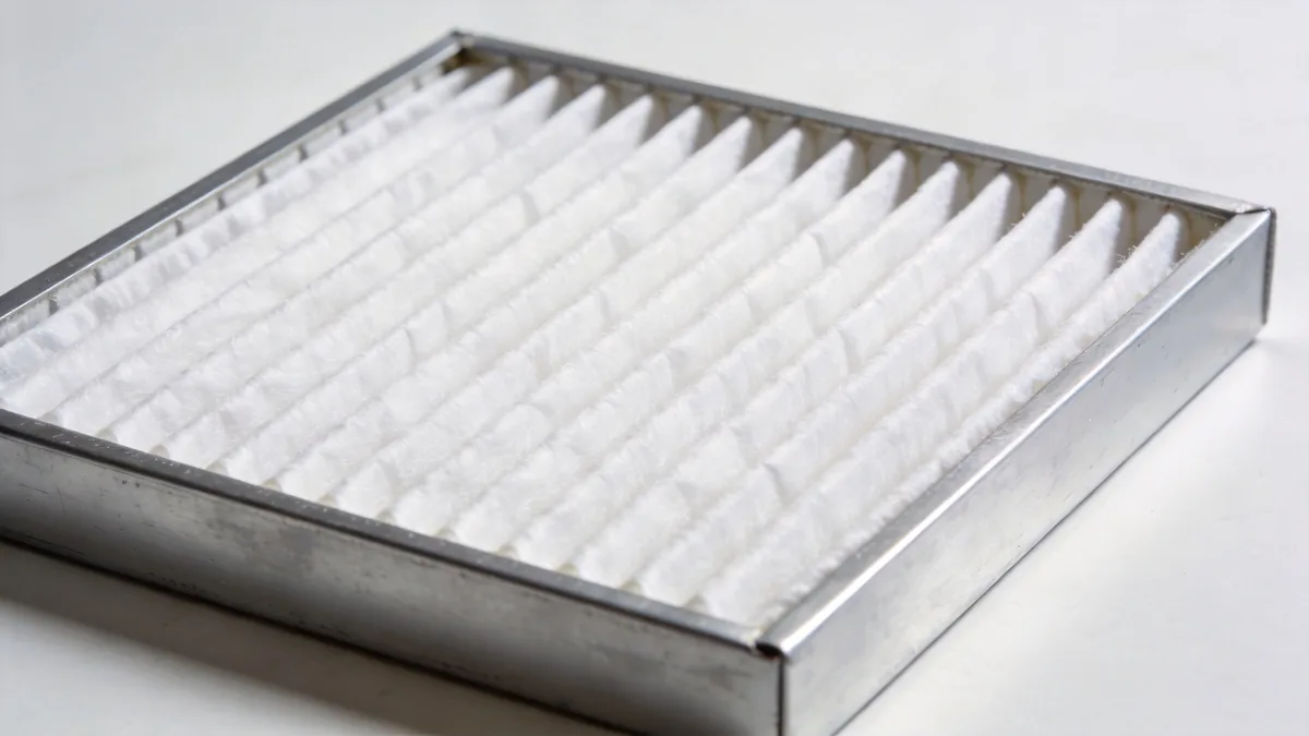 Pleated panel engine air filter cartridge with white synthetic media in a metal frame